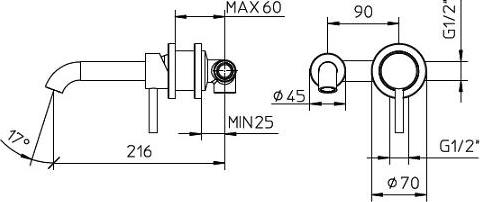 Смеситель для раковины Bossini Oki Z005302 chrome встраиваемый хром