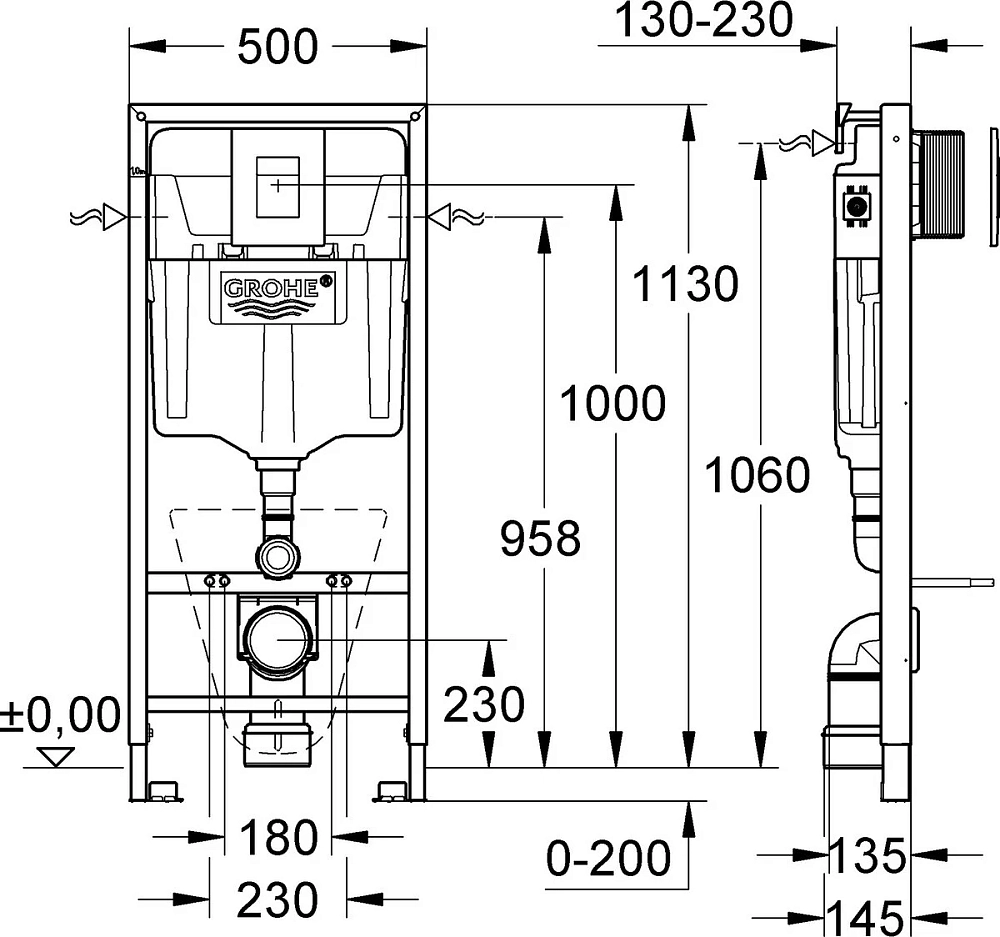 Инсталляция Grohe Rapid SL 38775001 с унитазом Stworki Rotenburg 38775001/ WH52 WH52, крышка микролифт, клавиша хром