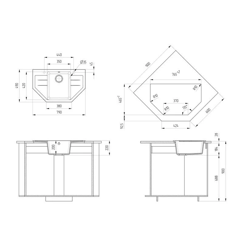 Кухонная мойка Ulgran U-609 U-609-328 бежевый