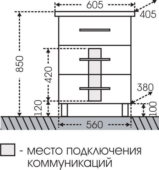 Мебель для ванной СанТа Омега Люкс 60 напольная с 3 ящиками