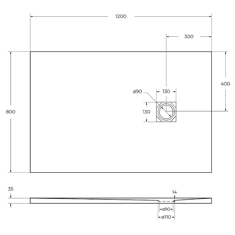 Душевой поддон из искусственного камня BelBagno TRAY-MR-UNO-AH-120/80-35-NERO-CR 120x80, черный матовый