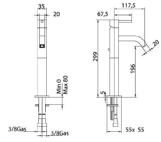 Смеситель для раковины Bandini Ice Cube 750320SN02LT серый