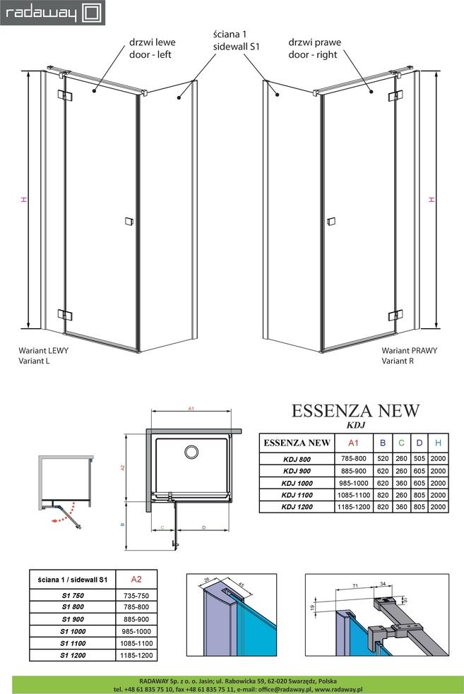 Душевая дверь Radaway Essenza New Black KDJ 120 см 385042-54-01L