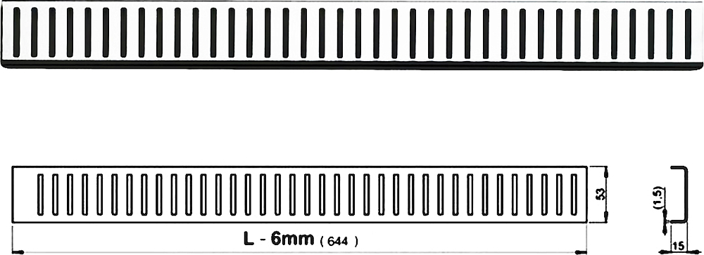 Решётка AlcaPlast Pure 650L глянцевая