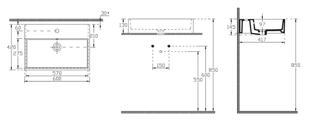 Раковина накладная Isvea Purita 10PL65060SV белый