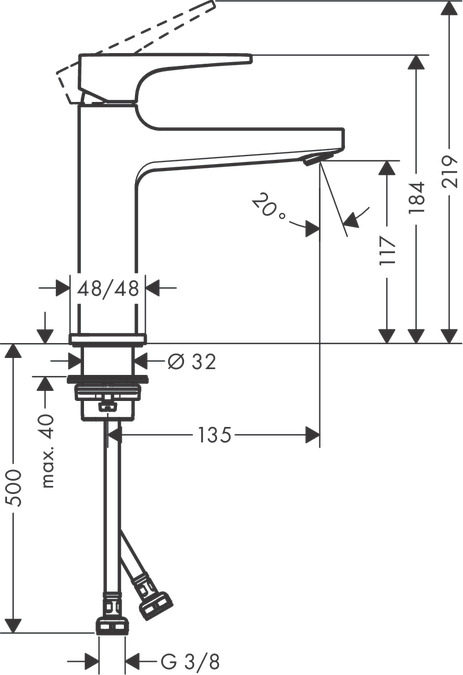 Смеситель для раковины Hansgrohe Metropol 32507340, шлифованный чёрный хром