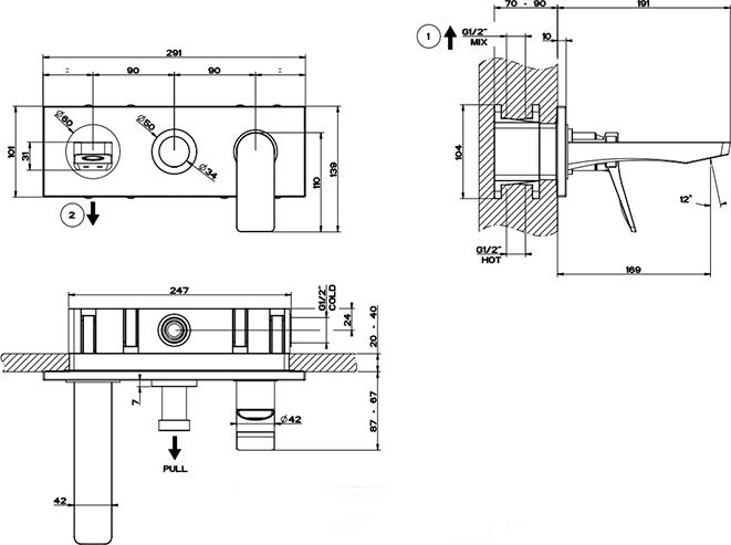 Смеситель для ванны с душем Gessi Rilievo 59139#031, хром