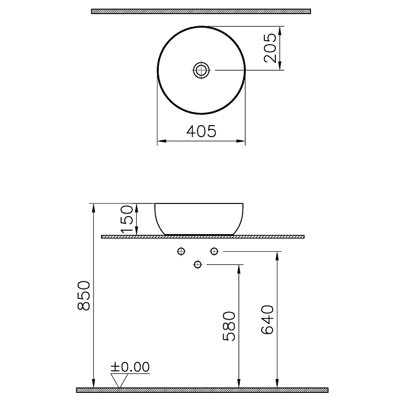 Раковина Vitra Outline Recycled 41 7992B066-0016 матовый тауп