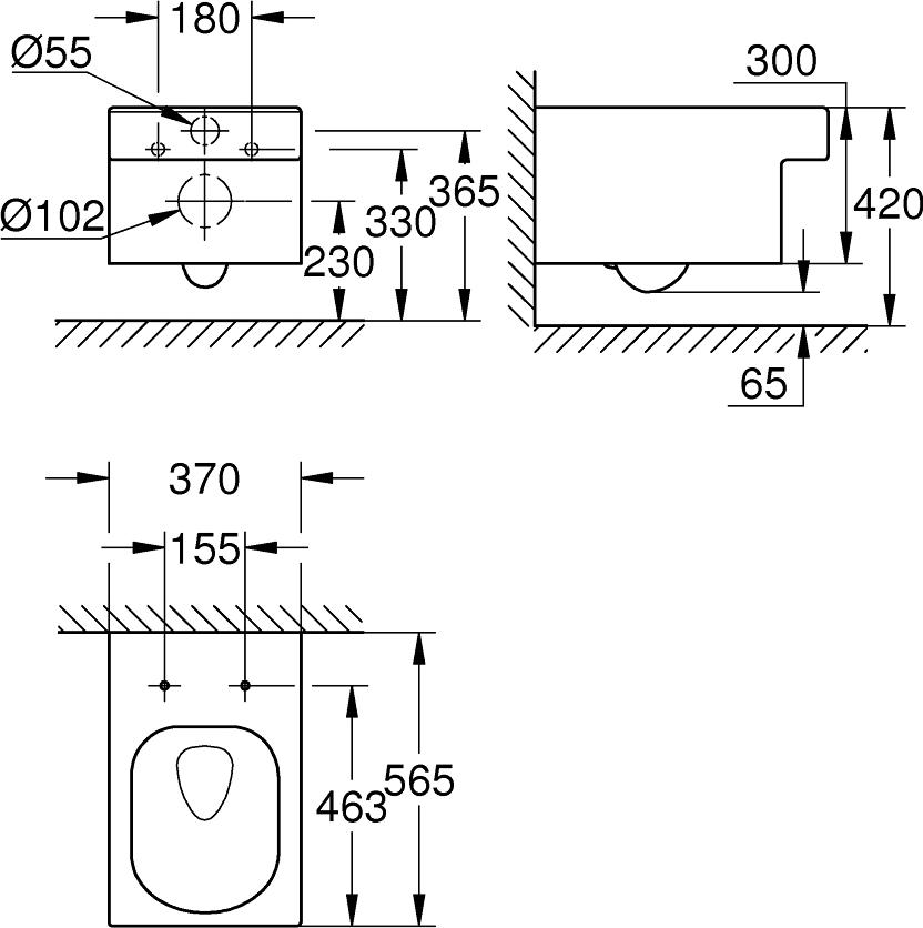 Подвесной унитаз Grohe Cube Ceramic 3924400H безободковый