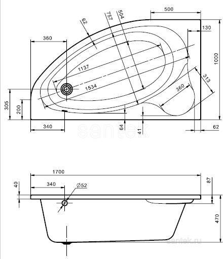 Акриловая ванна Santek Edera 170x100 1WH501662 L