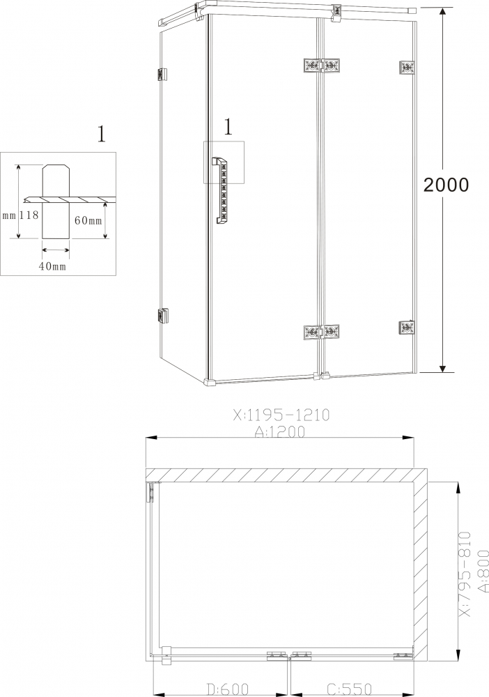 Душевой уголок Grossman Status ST-120BRQR