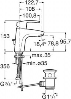 Смеситель для раковины Roca Monodin-N 5A3A98C0M