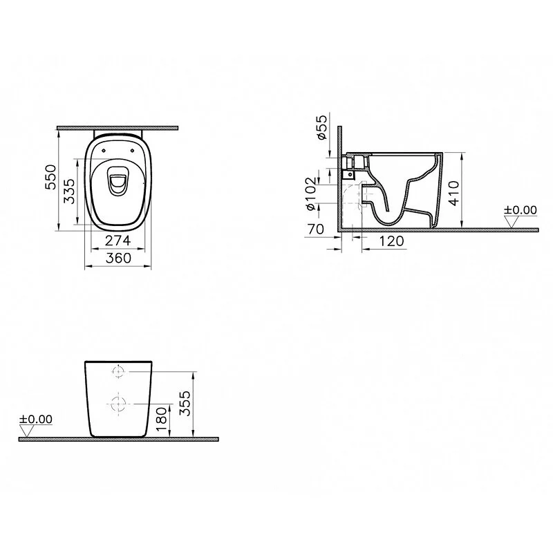 Напольный безободковый унитаз Vitra Plural 7815B403-0075, цвет белый глянцевый