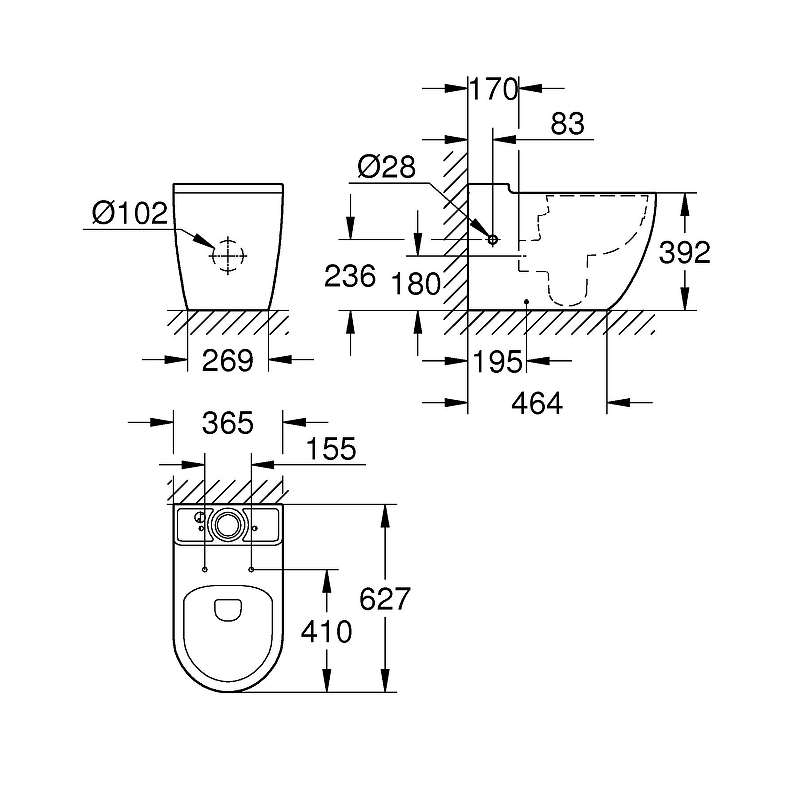 Чаша для унитаза-компакт Grohe Bau Ceramic 39910000 белый