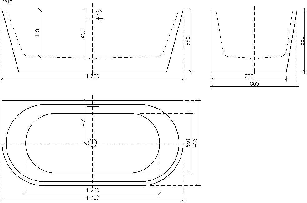 Акриловая ванна Sancos First 170x80 FB10, белый