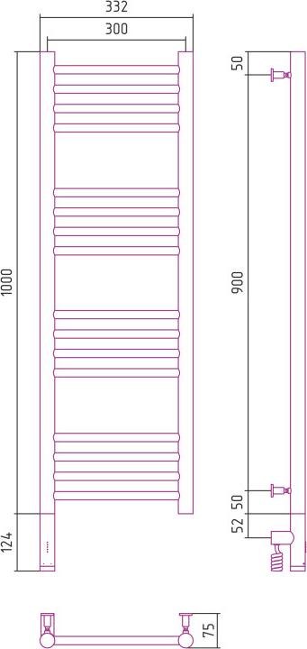 Полотенцесушитель электрический Сунержа Богема 3.0 1000x300 051-5804-1030 МЭМ левый, состаренная латунь