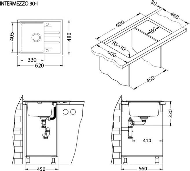 Кухонная мойка Alveus Intermezzo 30 1117037, белый