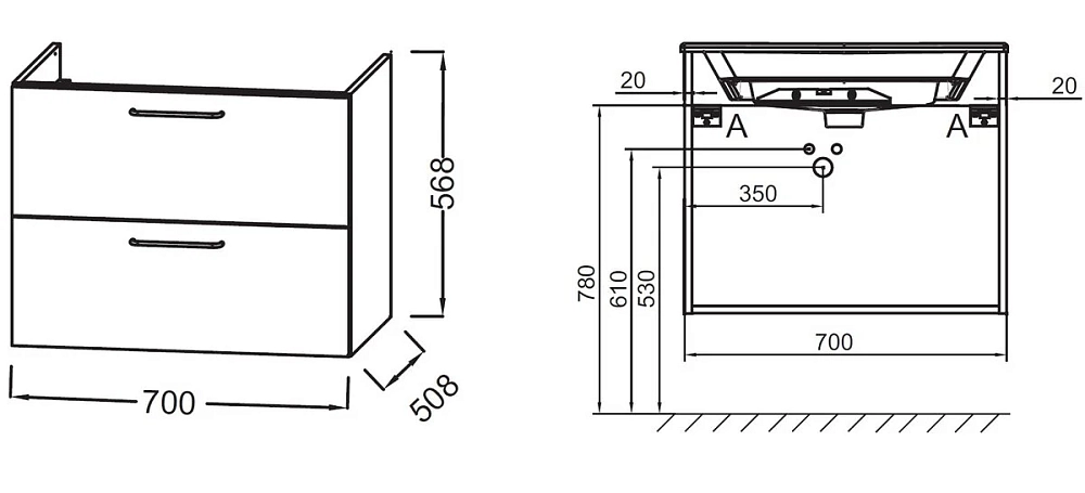 Тумба под раковину Jacob Delafon Odeon Rive Gauche EB2521-RX-G80 коричневый