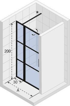 Душевая дверь Riho Grid GB104 G004004121, 110x200 см с фиксированной частью 30 см