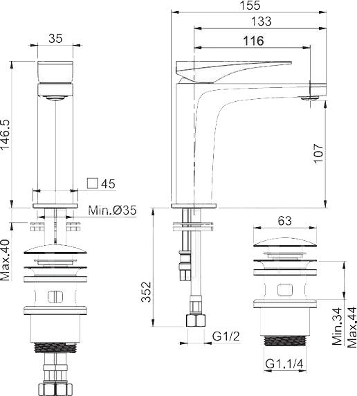 Смеситель Fima Carlo Frattini Zeta F3961NCR для раковины