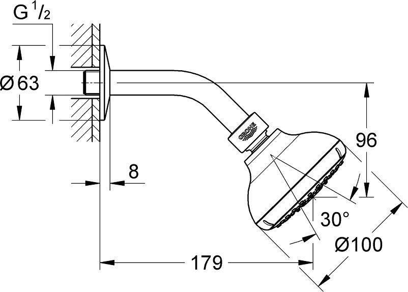 Верхний душ Grohe New Tempesta 100 27870000