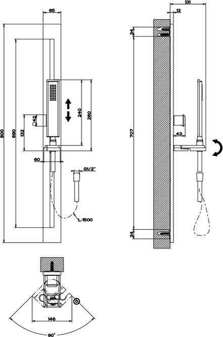 Душевой гарнитур Gessi Eleganza 46145#087, шлифованное золото