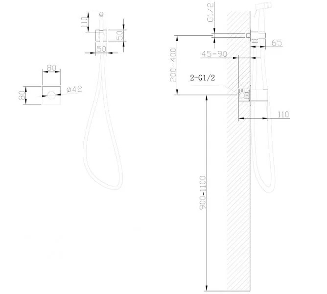 Гигиенический душ ABBER Rund AF8725B, черный матовый