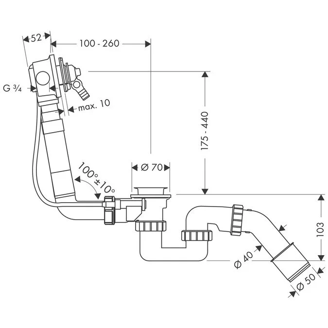 Слив-перелив для ванны Hansgrohe Exafill 58125180