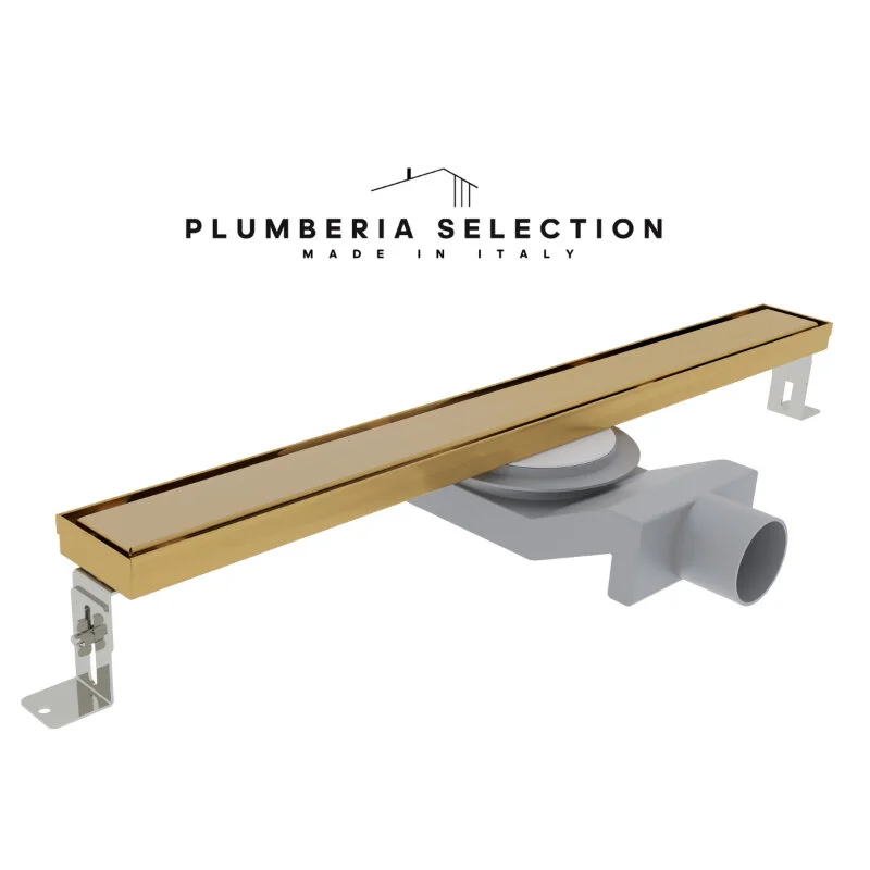 Дренажный канал Plumberia Selection PSL Linear PSL70OB, 70 см, под плитку, золото брашированное