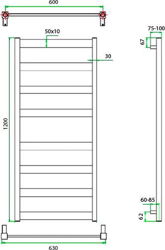 Полотенцесушитель водяной Grota Brezza 63x120