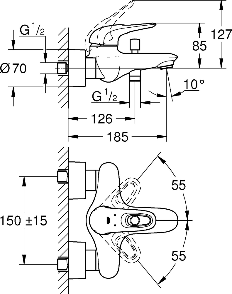 Комплект для ванной Смеситель Grohe Eurostyle New 33591003 для ванны с душем + Душевая лейка Grohe Tempesta New 100 27597000