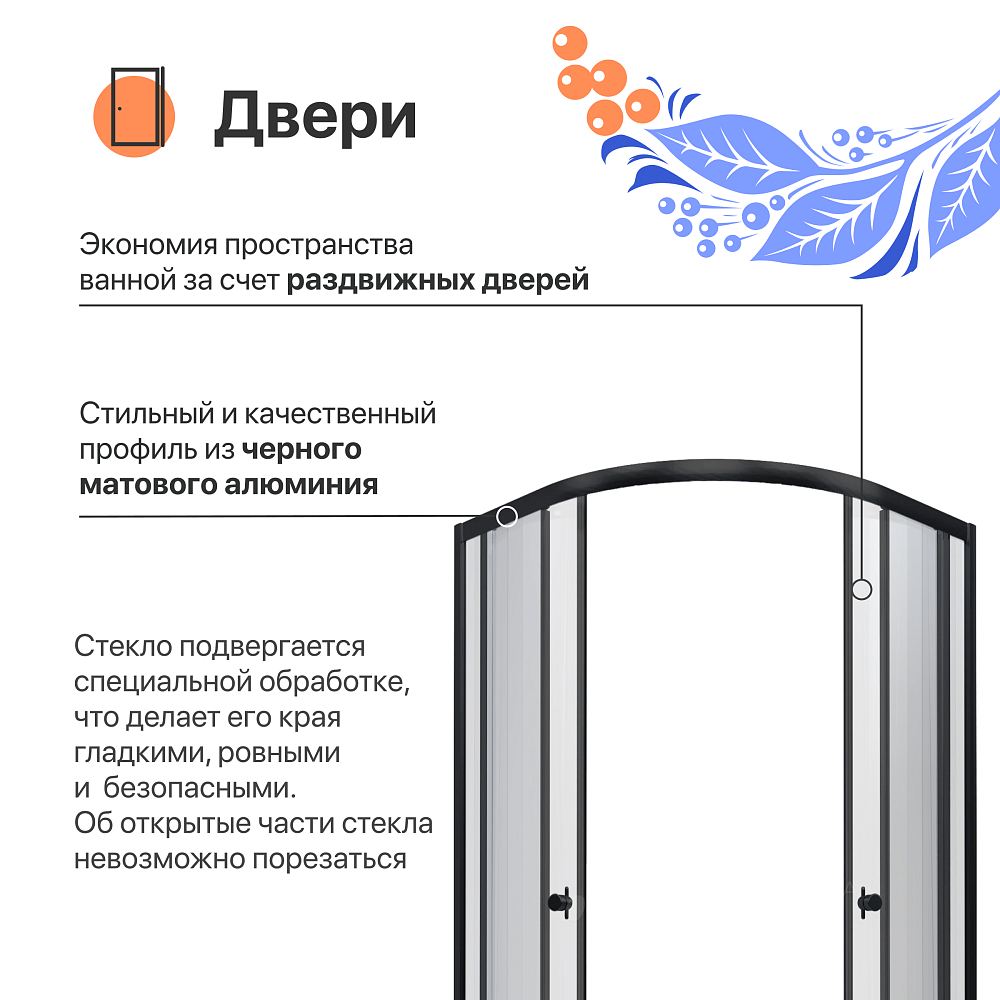 Душевой уголок DIWO Псков 100x100 профиль черный матовый