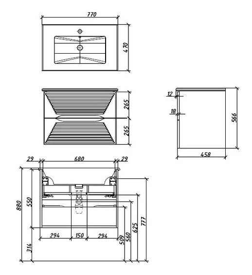 Тумба под раковину Caprigo Modo Terza 35613-SF024 зеленый