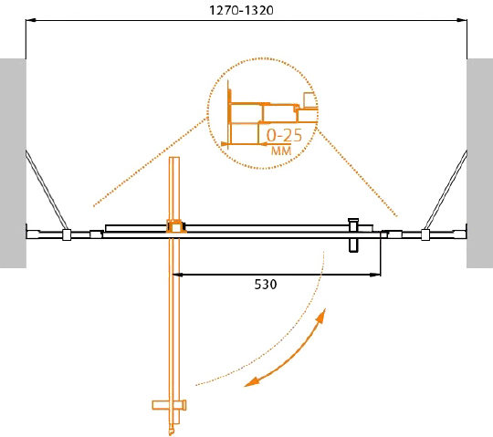 Душевая дверь в нишу Cezares MOLVENO-BA-12-80+50-C-Cr-IV стекло прозрачное