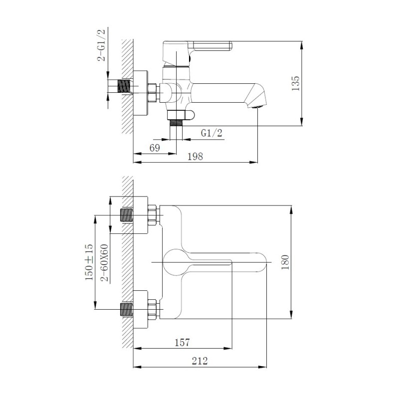 Смеситель для ванны Haiba HB60814-7 черный