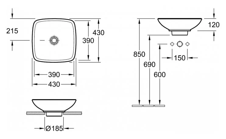 Раковина накладная Villeroy&Boch Loop&Friends 51491101 белый