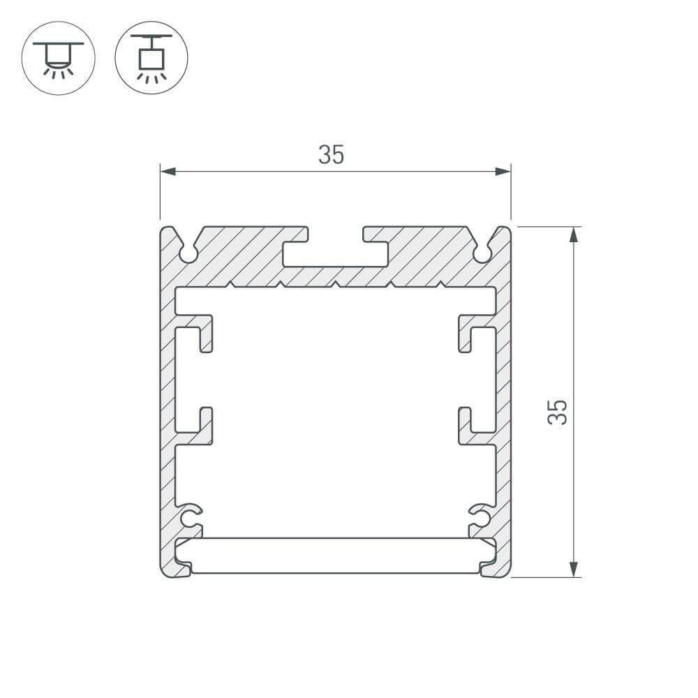 Профиль Arlight SL-ARC-3535-D1500-A45 BLACK (590мм, дуга 1 из 8) 025522