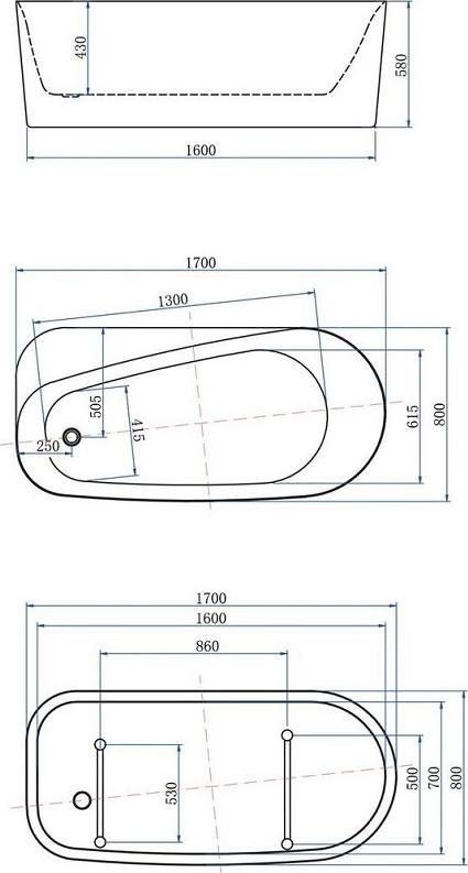 Акриловая ванна Allen Brau Priority 170x80 2.31001.21, белый матовый