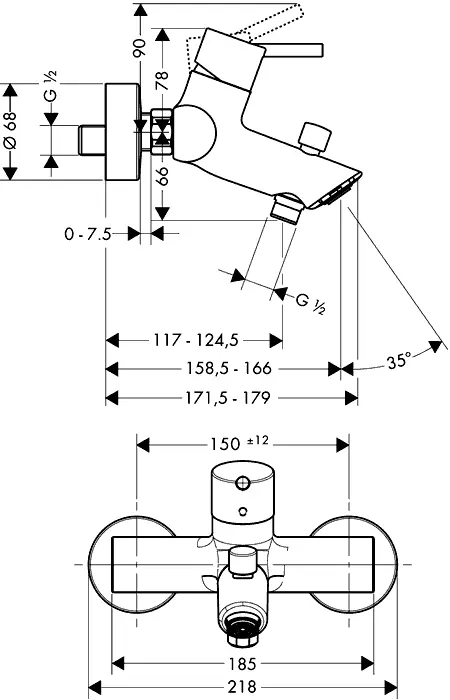 Смеситель для ванны с душем Hansgrohe 32440000/32040000 хром