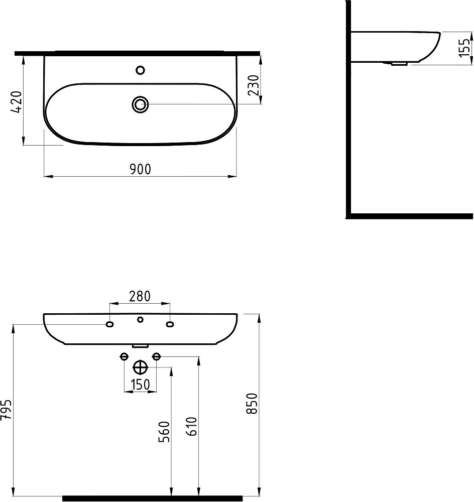 Раковина Bien Vokha MDLS09001FD1W3000 90 см