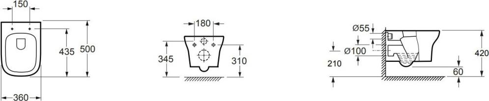 Унитаз подвесной Ceramica Nova Enjoy CN1104-B безободковый, белый