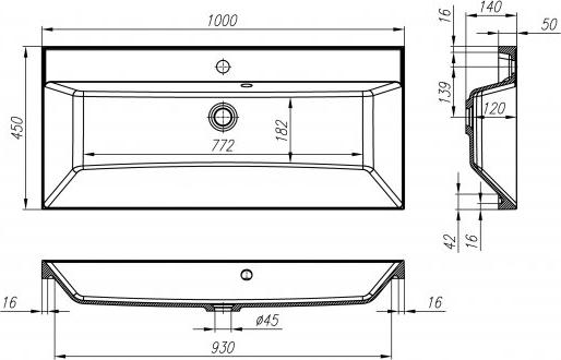 Раковина мраморная Belbagno BB1000/450-LV-MR-AST