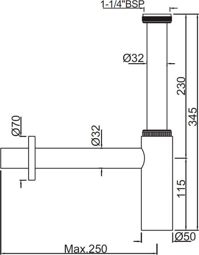 Сифон для раковины Jaquar ALD-BLM-769L250X190