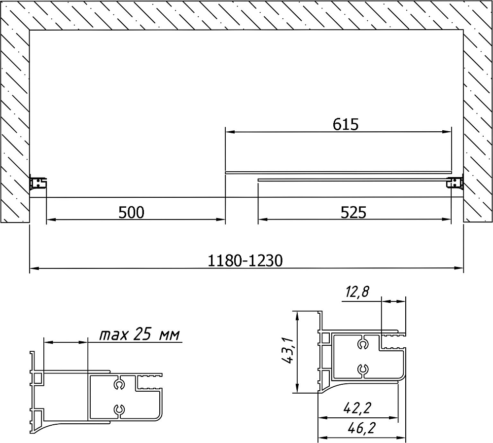 Душевая дверь в нишу Vegas Glass ZP 0120 08 05 профиль глянцевый хром стекло бронза