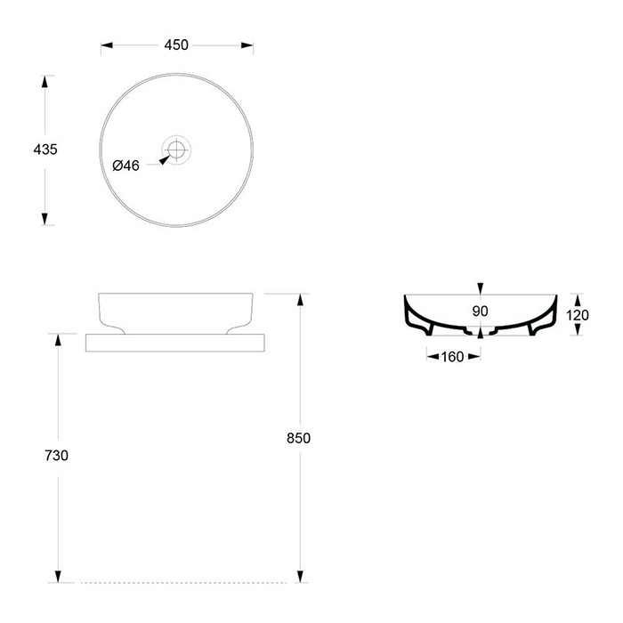 Раковина накладная Alice Form 45 22420101 белый глянец