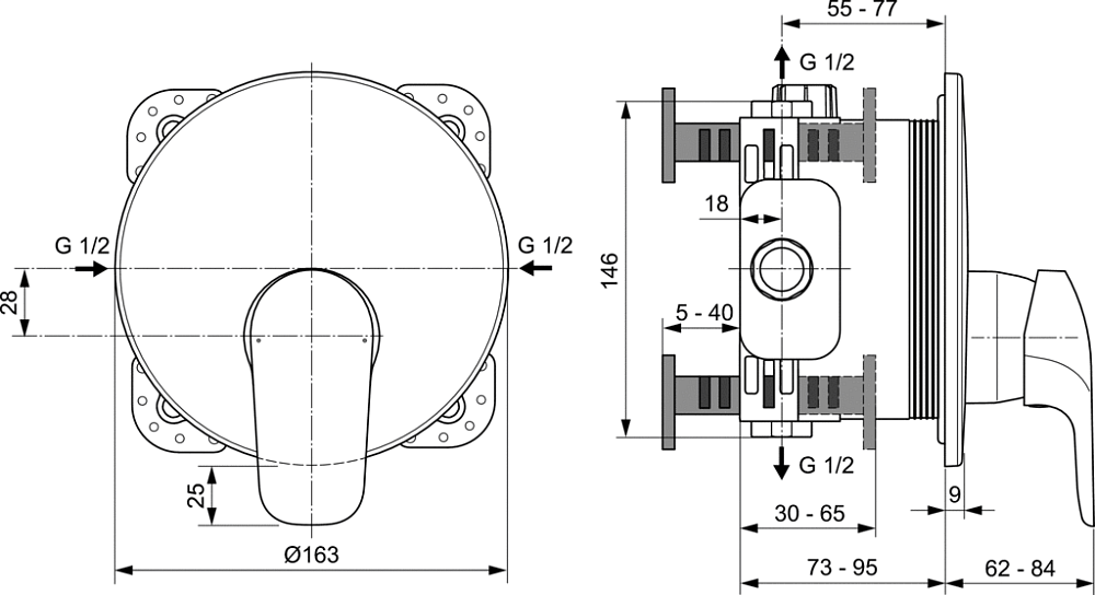 Смеситель Ideal Standard Ceraflex A6724AA для душа, хром