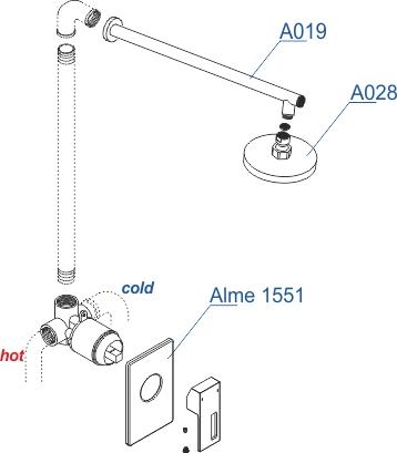 Встраиваемый комплект для душа WasserKRAFT Alme A12528, хром