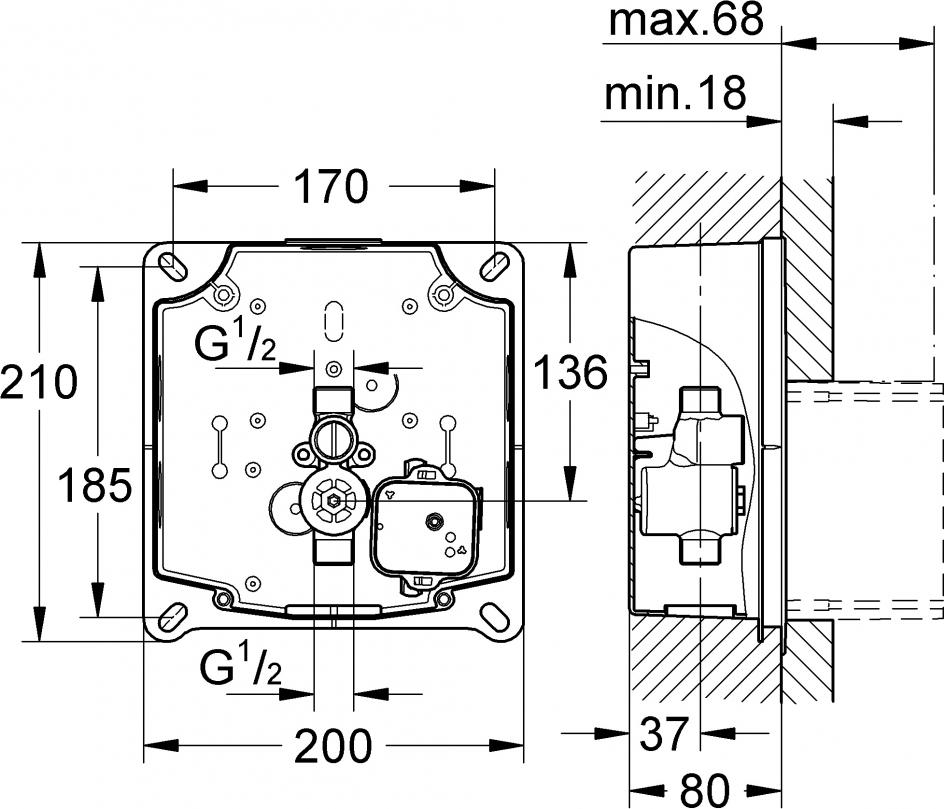 Привод бесконтактного смыва Grohe Tectron Skate 37321SD1 нержавеющая сталь