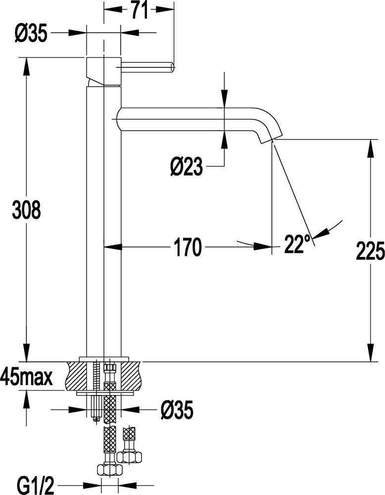 Смеситель для раковины Omnires Y Y1212GL, золото