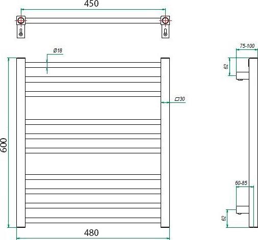 Полотенцесушитель электрический Grota Classic 48x60